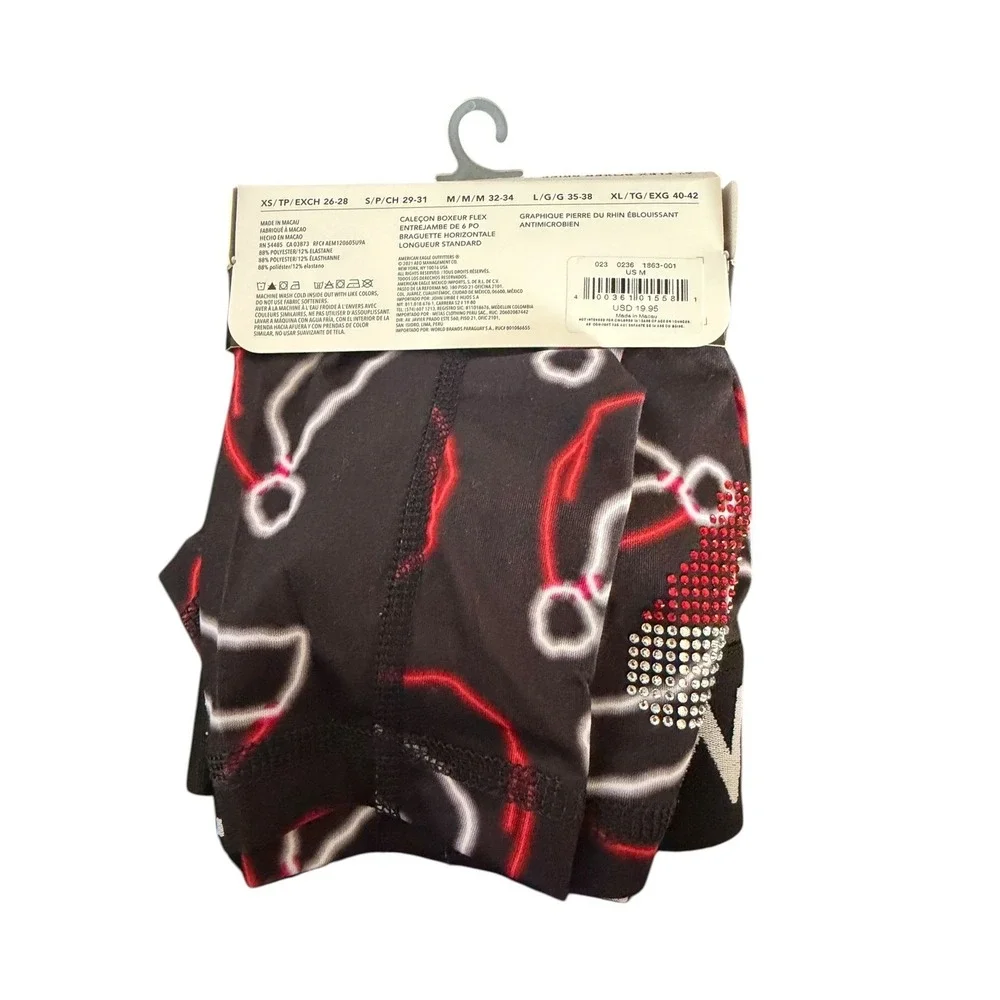 American Eagle Men's Flex Boxer Briefs Medium Rhinestone Hearts 6